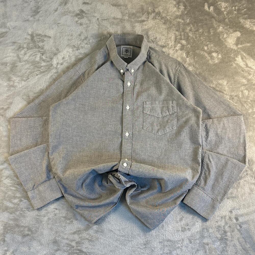 Gray Long-Sleeve Cotton Oxford Button-Down Shirt Men’s Size Large